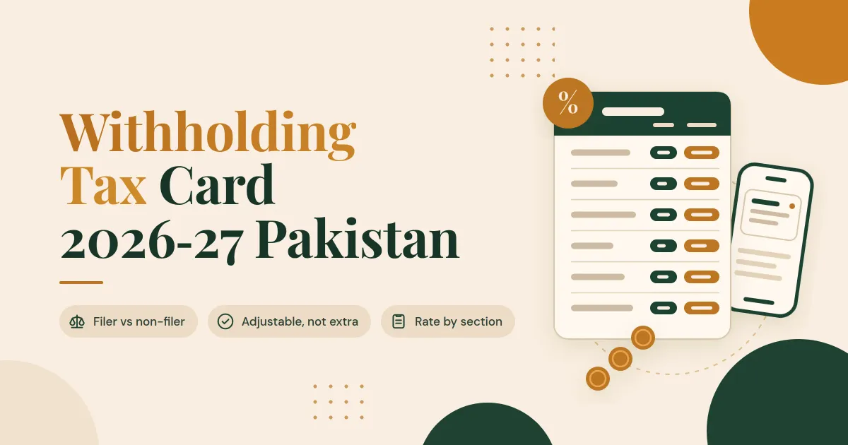 Withholding Tax Card 2026-27 Pakistan: The Rates That Actually Come Out of Your Money