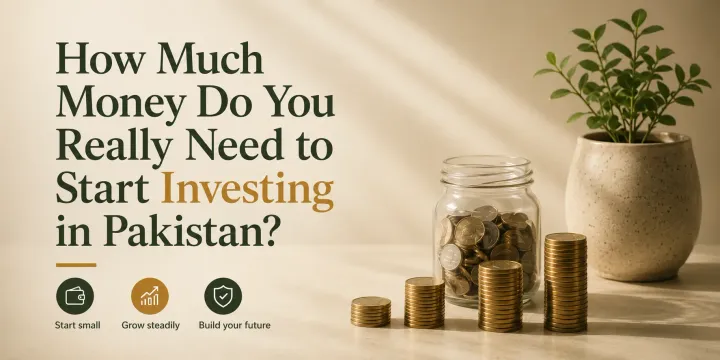 Hands counting a small amount of rupee notes and coins beside a phone while planning a first investment